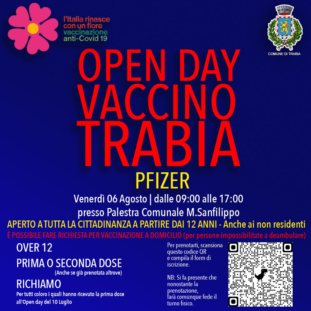 Open Day Vaccinazioni Trabia 06 Agosto 2021 – II edizione